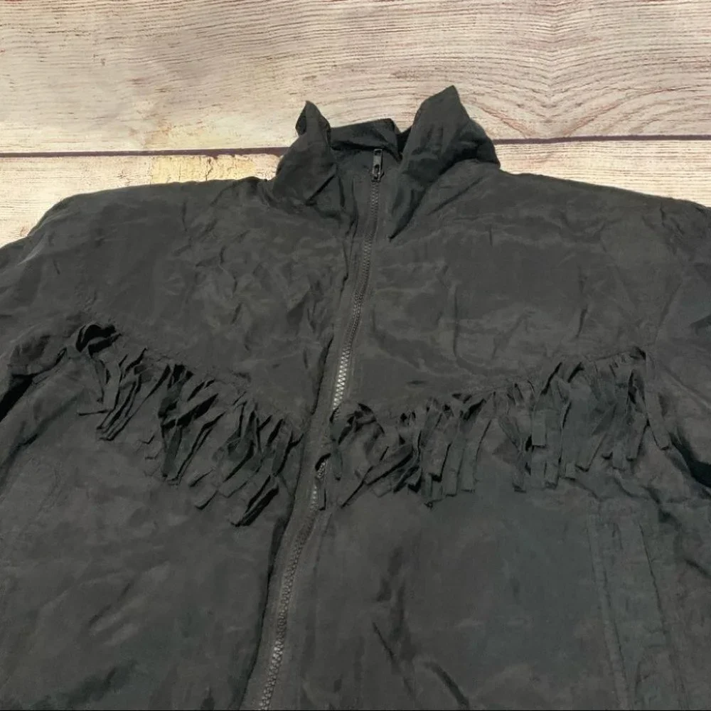 Vintage Silk House Black Fringe Jacket